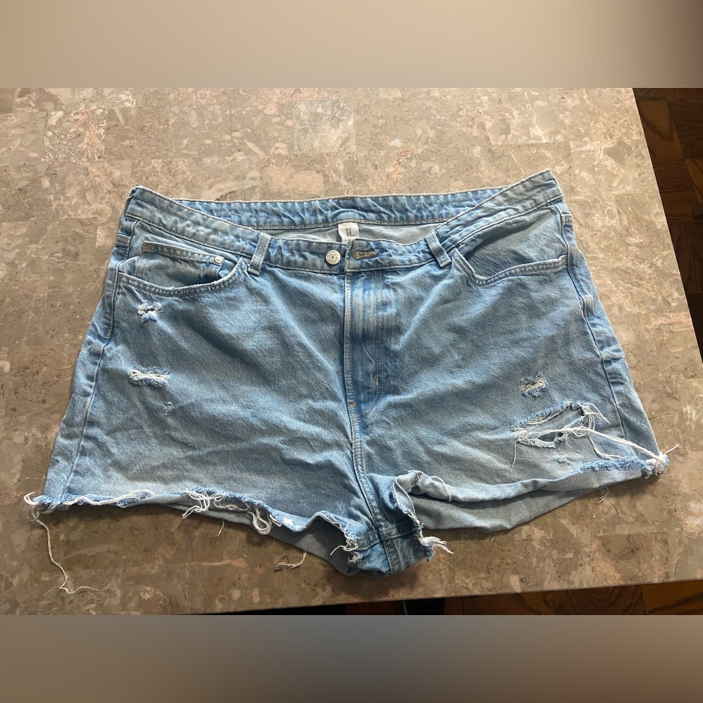 H&M Light Blue Distressed Denim Shorts